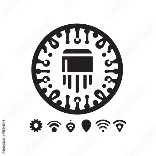 lot sensor vector silhouette clip art logo design concept  illustration