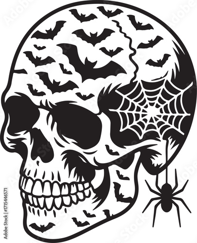 Skull Halloween SVG, Halloween shirt Svg, Spooky Haunted hallows eve Creepy SVG