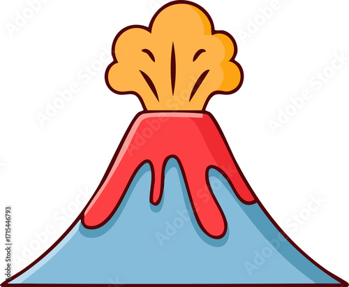 Volcano Mountain Cartoon Vector Illustration for Nature Design