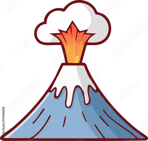 Volcano Mountain Cartoon Vector Illustration for Nature Design