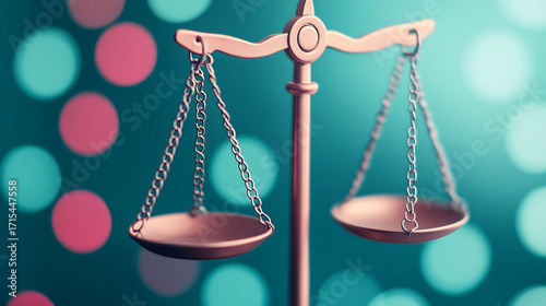Symbolic representation of equality and justice, this of balanced scale embodies concept of morality in vibrant setting