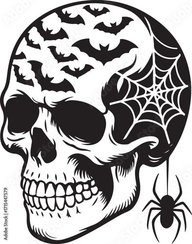 Skull Halloween SVG, Halloween shirt Svg, Spooky Haunted hallows eve Creepy SVG
