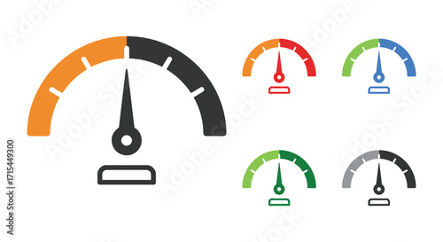 Gauge indicators showing various levels of performance and measurement status