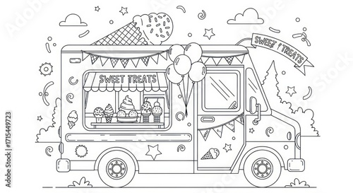 Ice cream truck outline drawing
