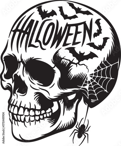 Skull Halloween SVG, Halloween shirt Svg, Spooky Haunted hallows eve Creepy SVG