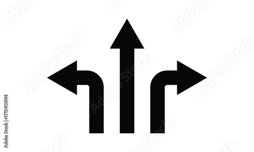 Way direction arrow sign. three arrow, way sign, road direction icon vector. three-way direction arrow sign. vector illustration. Eps 10. 
