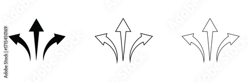 Way direction arrow sign. three arrow, way sign, road direction icon vector. three-way direction arrow sign. vector illustration. Eps 10. 
