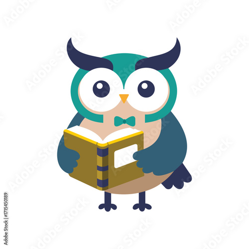 Vector Character Owl Carrying a Book