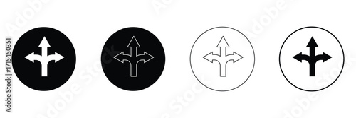 Way direction arrow sign. three arrow, way sign, road direction icon vector. three-way direction arrow sign. vector illustration. Eps 10. 