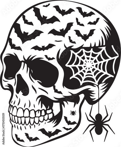 Skull Halloween SVG, Halloween shirt Svg, Spooky Haunted hallows eve Creepy SVG