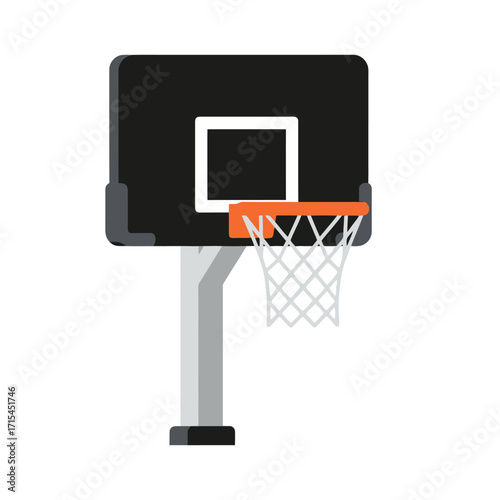 Isolated Basketball Hoop Illustration for Sports-Themed Designs, Representing Recreation, Competition, and Athletic Activities, ideal for educational resources and sports marketing materials.
