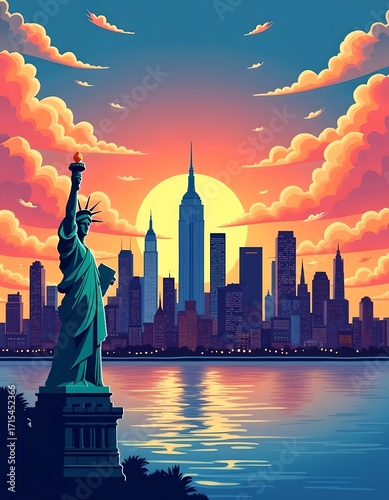 Panorama of New York illustration