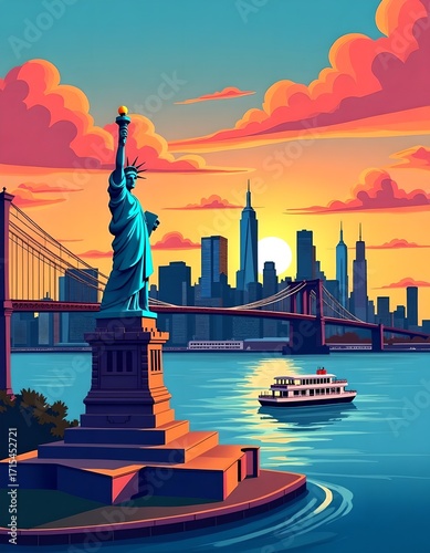 Panorama of New York illustration