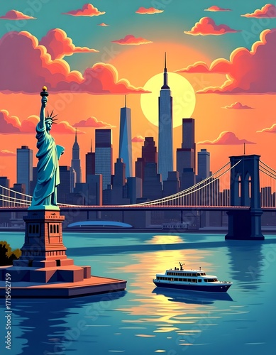 Panorama of New York illustration