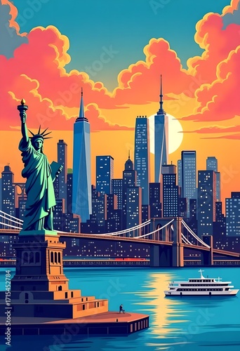 Panorama of New York illustration