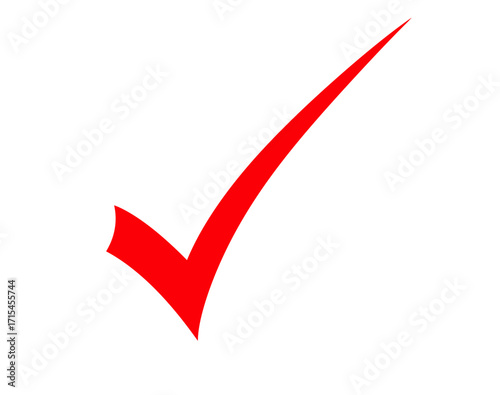 Red check mark symbol isolated on transparent background