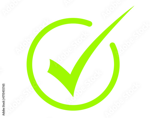 Green check mark inside a circle isolated on transparent background