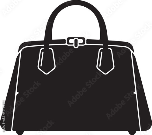 Black Handbag Stylish Fashion Accessory Vector