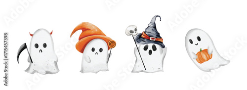 Halloween Ghost watercolor elements vector design
