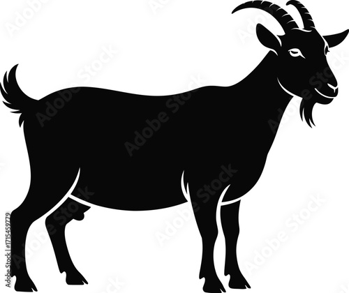 Black goat silhouette standing vector animal