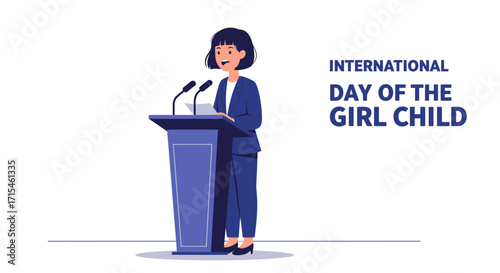 Inspiring speaker advocates for girl child at podium during global day event celebration