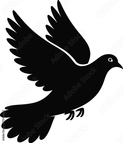 Black bird flying wings spread vector