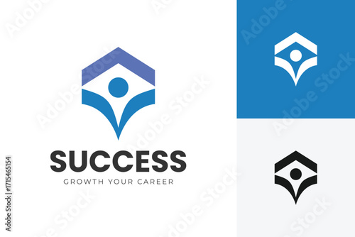 Growth Career and Success Logo Icon Design with Abstract Human and Arrow Symbol for career coaching, education, training institutes, business consulting, personal development symbol