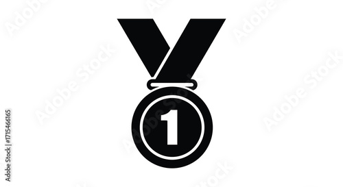A simple black and white illustration of a first place medal icon