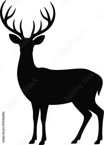 Black deer silhouette with large antlers stag buck
