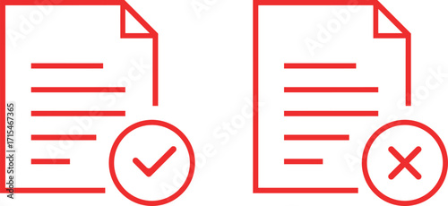 Document Approval and Rejection Vector Icons for Business and Project Management Tasks