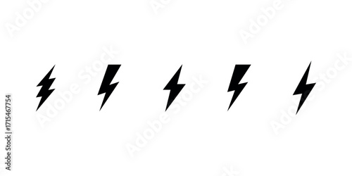 Collection of Dynamic Lightning Bolt Vector Icons for Energy, Power, and Electrical Concepts