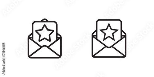 Envelope with Star Icon Set Representing Special Offers, Promotions, and Important Notifications