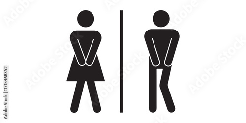 Restroom Sign Set for Gender Identification with Male and Female Symbol Design Style