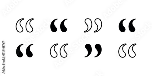 Quotation Mark Icon Set: Punctuation Symbols for Text Emphasis and Dialogue Representation
