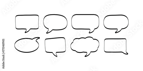 Hand Drawn Speech Bubbles Vector Set: Blank Chat Boxes for Dialogue and Communication