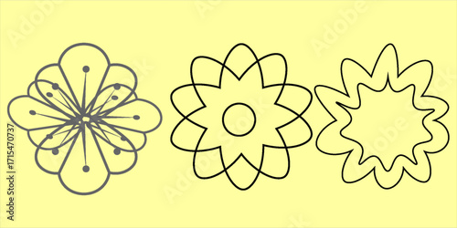 Set of geometric outlines design vector templates in stars, flowers, mosque dome, Islamic tiles shape patterns. Created using AI CS3.
