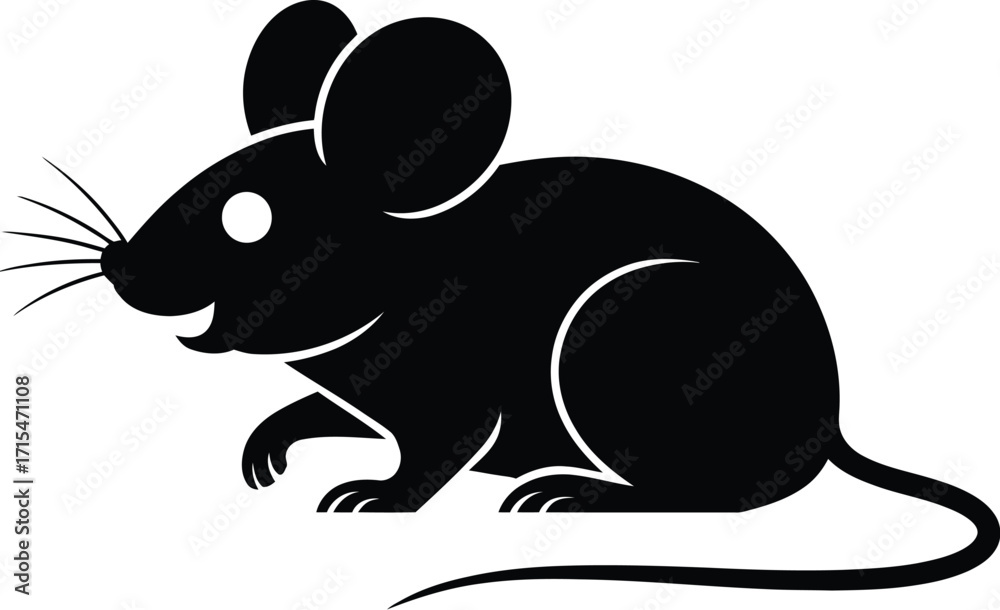 Fototapeta premium Black mouse silhouette rodent animal