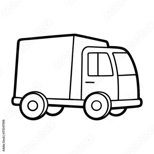Fun delivery truck coloring page featuring a simple box truck design. Kids can color the wheels, cab, and cargo area while learning about vehicles and transportation.
