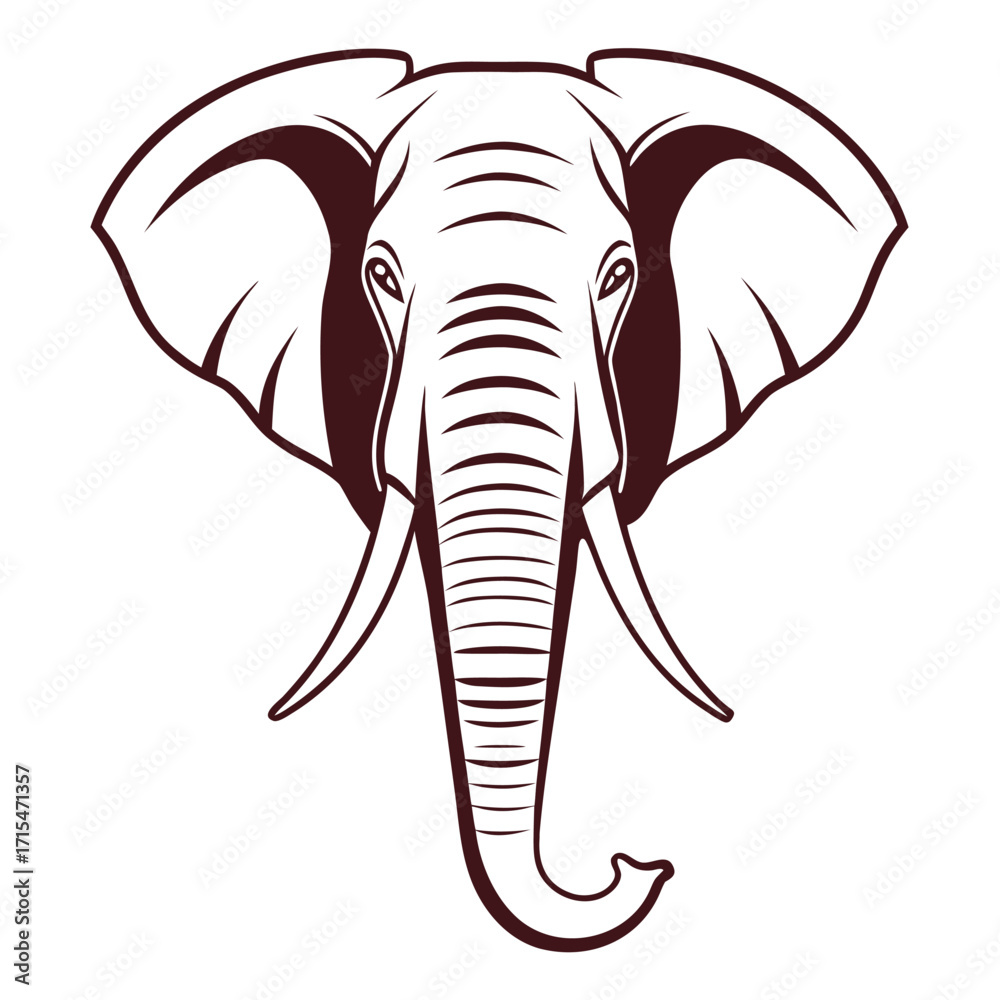 Obraz premium Majestic Elephant Head with Intricate Line Work A Stunning Wildlife Illustration Showcasing the Strength and Grace of these Animals