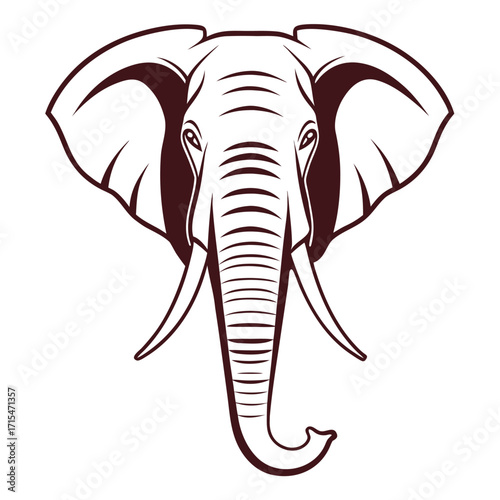 Majestic Elephant Head with Intricate Line Work A Stunning Wildlife Illustration Showcasing the Strength and Grace of these Animals