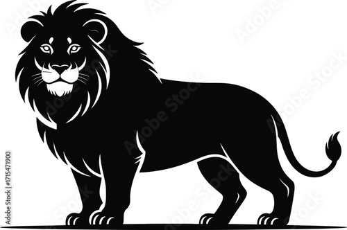 Majestic black lion vector silhouette animal