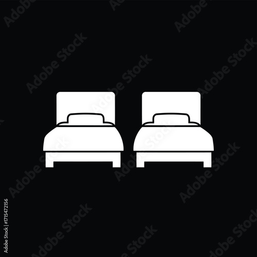 Vector art of two beds side by side in a room