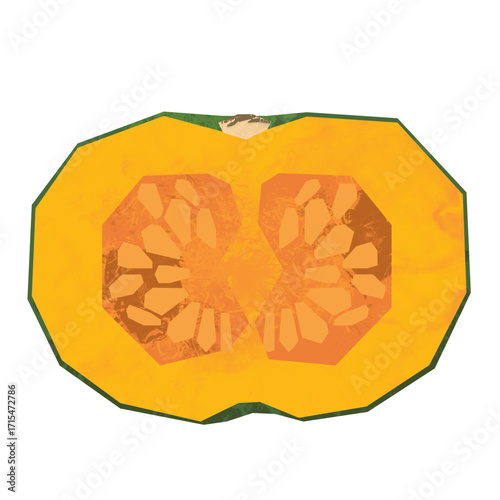 野菜_かぼちゃ切り絵風のかぼちゃ