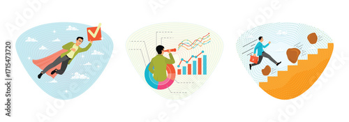 Checklist or check box to complete work. Marketing strategy. Overcome obstacle concept.