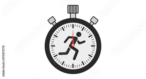 Minimalist Stopwatch Icon Featuring Running Figure for Time Management, Speed Training, or Deadline Visualizations in Presentations and Web Design