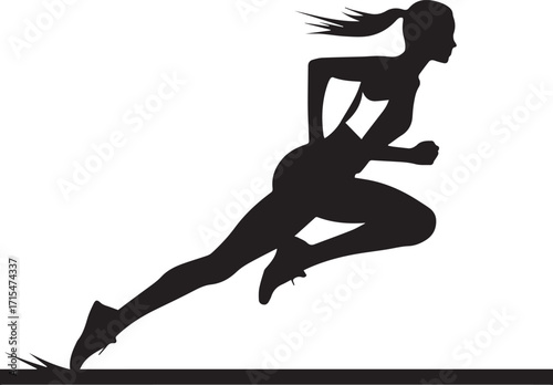 Silhouette of a Runner: A dynamic silhouette captures the essence of speed and determination as an athlete races forward, showcasing power, energy, and the thrill of the run.