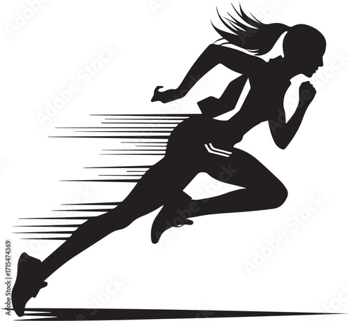 Unleashed Potential: Silhouette of a determined runner, epitomizing speed, strength, and the thrill of the race. Capturing the essence of motion and the relentless pursuit of excellence.