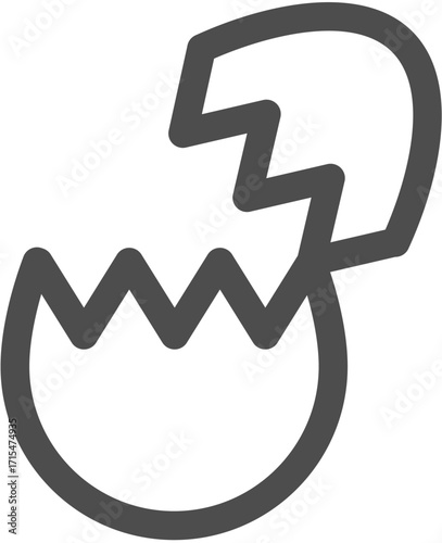 New Beginning: An eggshell's graphic symbol, depicting new life or change, evokes the excitement and anticipation of transformation, rebirth, or the start of a new chapter.