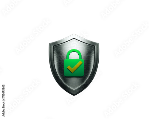 Free Download Silver shield with green padlock and checkmark isolated on transparent background  - GFXLoad