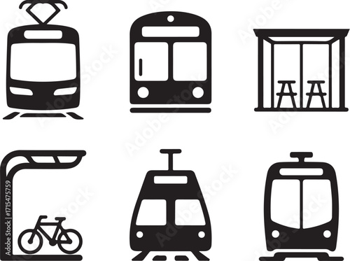 Modern urban transport icons for city transit